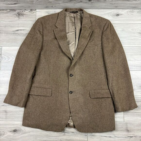 Jos A‎ Bank Jacket Brown 100% Camelhair Sport Coat Blazer 46L Heavy Winter Warm